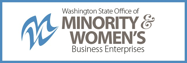 Picture of OMWBE logo; Washington State Office of Minority and Women's Business Enterprise; Women; Minorities; Business; Logo