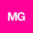 Picture of pink square with the letters MG in white