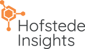 Picture of orange octagon shape with three circles extending from the center and the Hofstede Insights in black letters wo